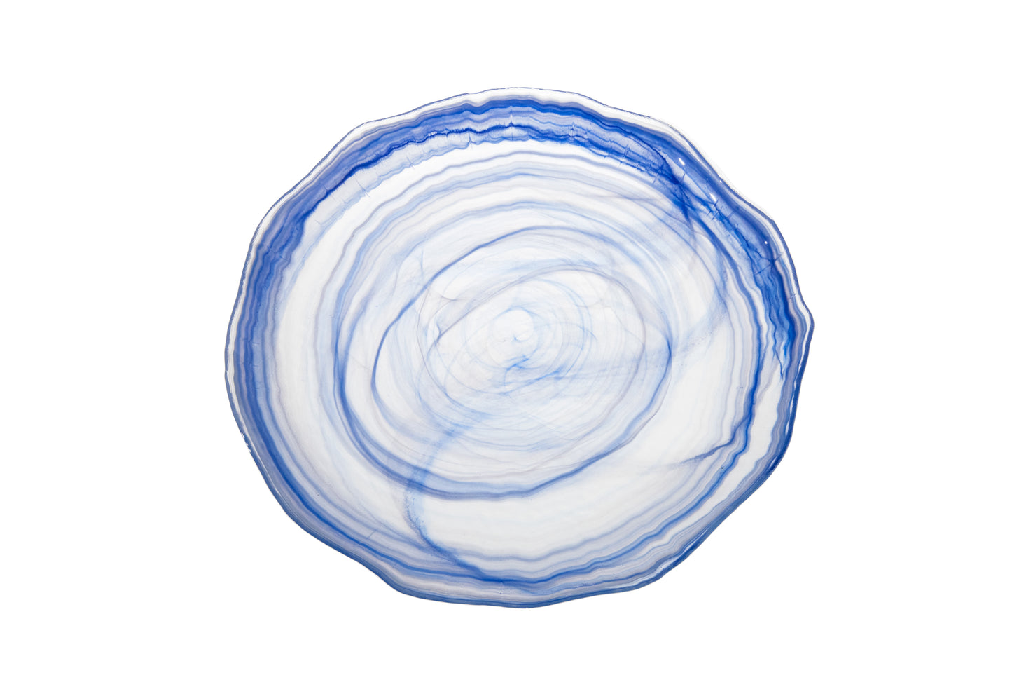 AC 12.80IN PLATE AMORF BLUE W WHT GLASS