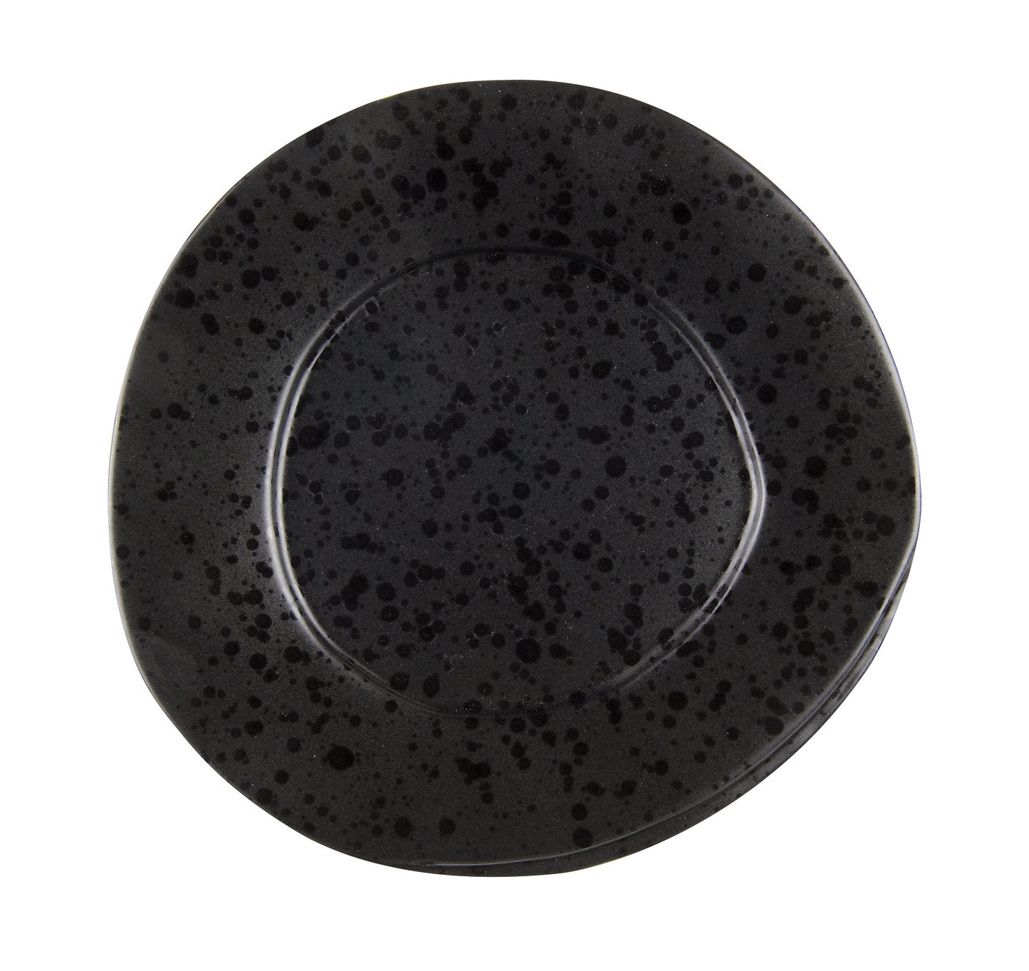 Black dessert plate with black reactive dots Ø 23 cm
