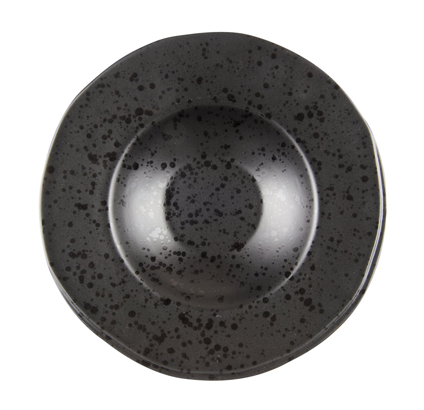 Black pasta bowl with black reactive dots Ø 28 cm