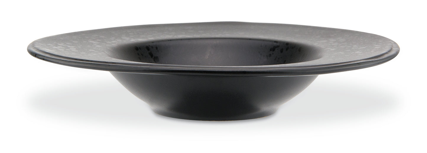 Black pasta bowl with black reactive dots Ø 28 cm