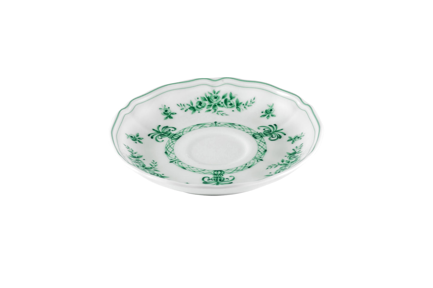 White and green coffee cup saucer Ø13 h 2 cm