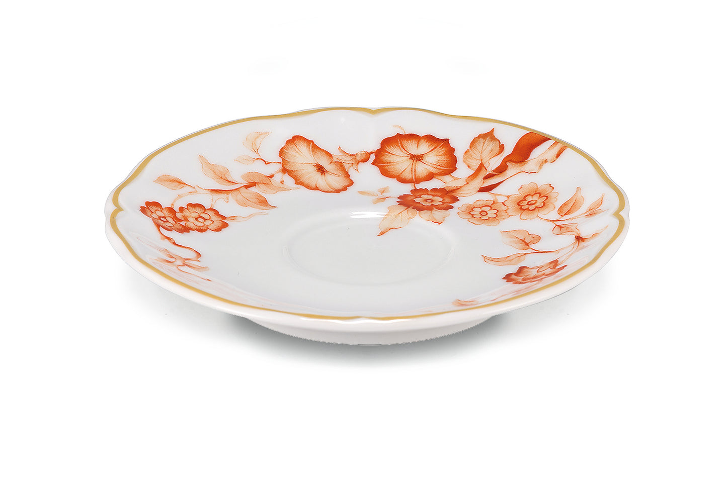 White and orange coffee cup saucer Ø12 h 2 cm