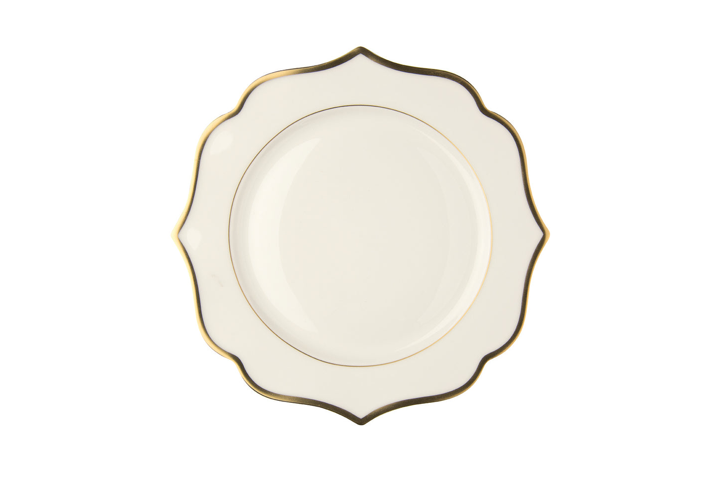 Ivory bread plate with gold rims - New bone china Ø 15 cm