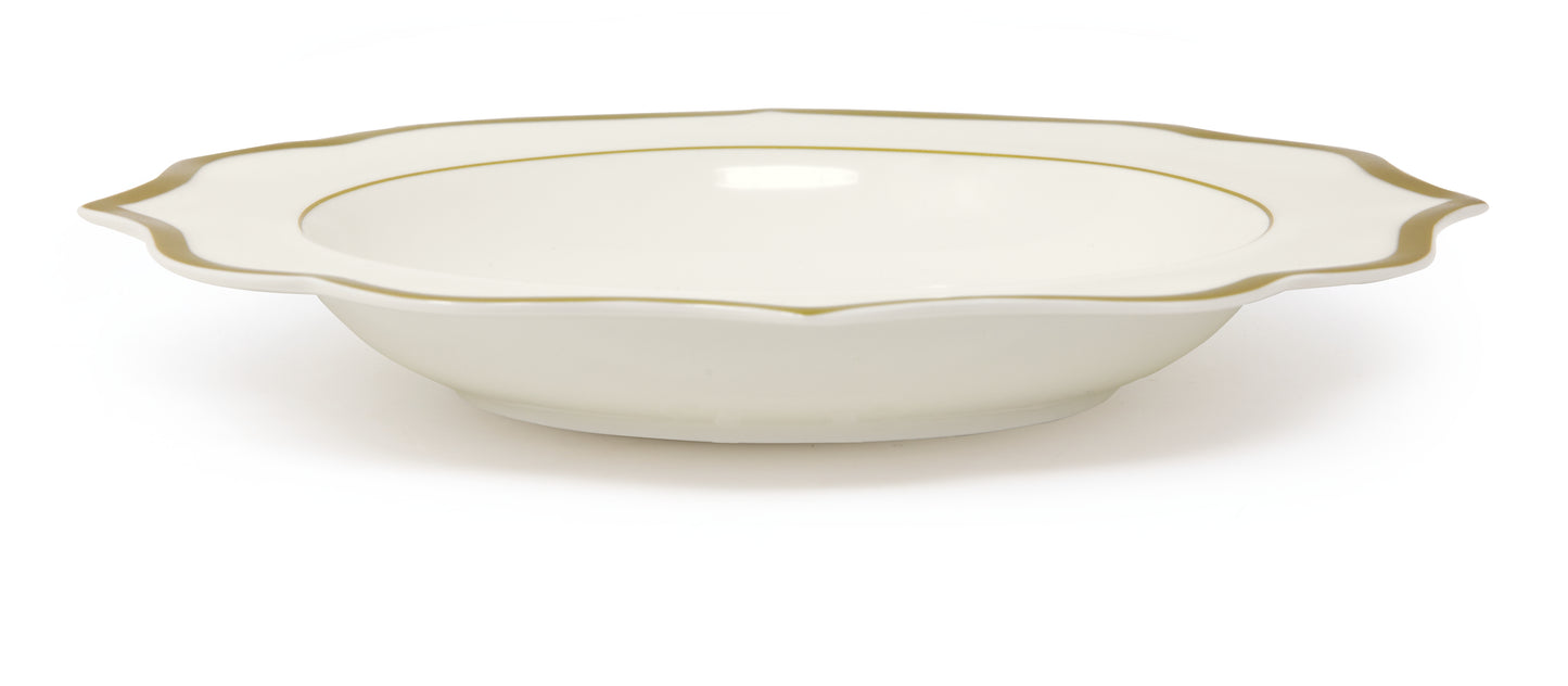 Ivory deep plate with gold rims - New bone china Ø 22 cm