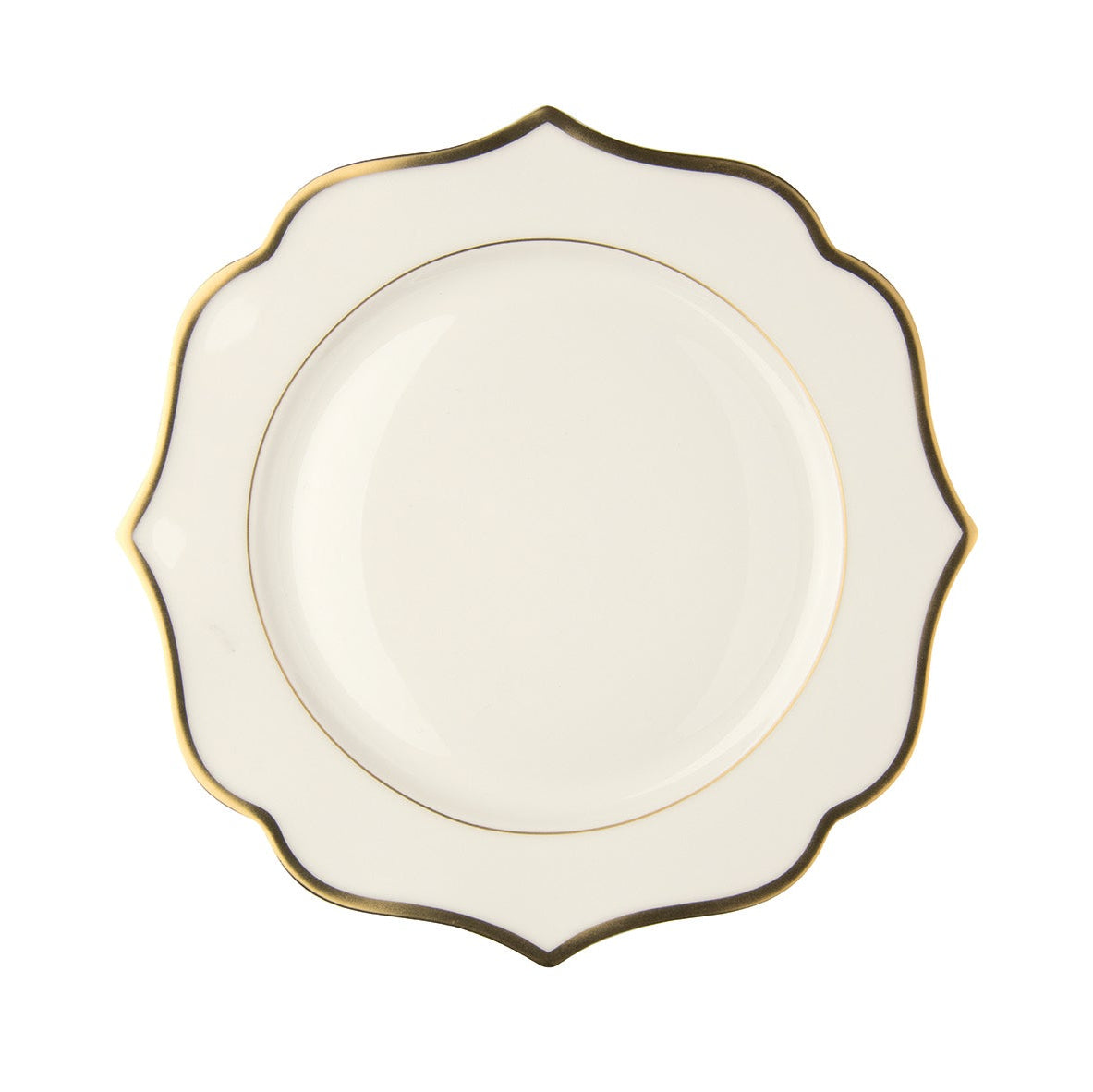 Ivory deep plate with gold rims - New bone china Ø 22 cm