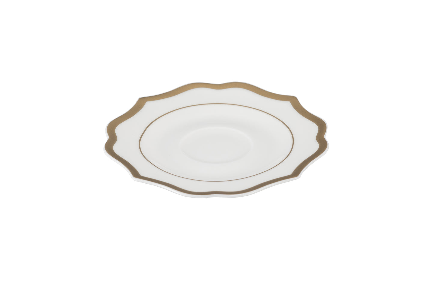Ivory coffee cup saucer with gold rims - New bone china Ø13 h 1 cm