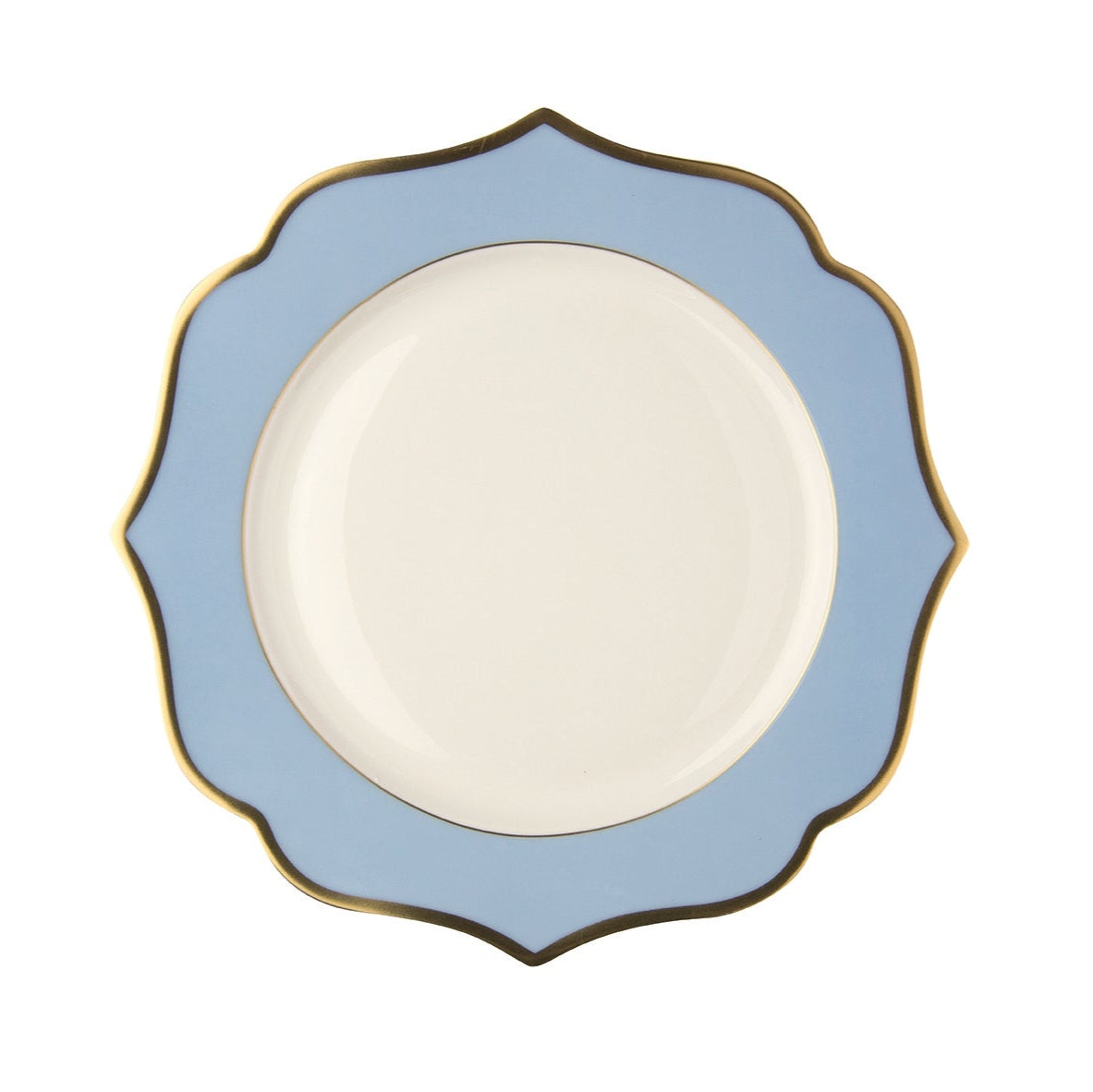 Light blue charger plate with gold rims - New bone china Ø 30,5 cm