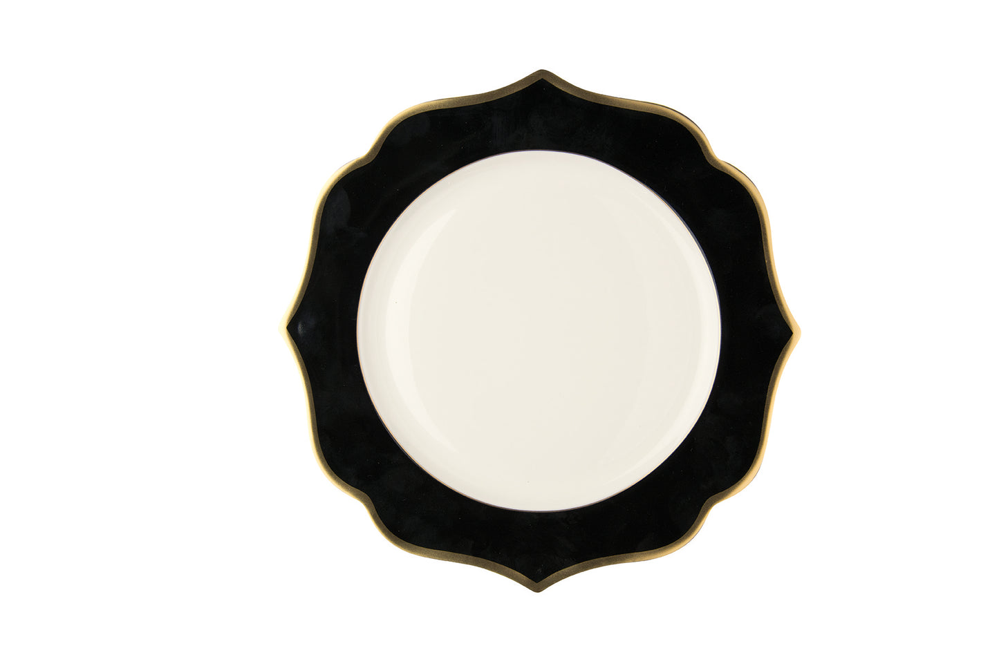 Black charger plate with gold rims - New bone china Ø 30,5 cm
