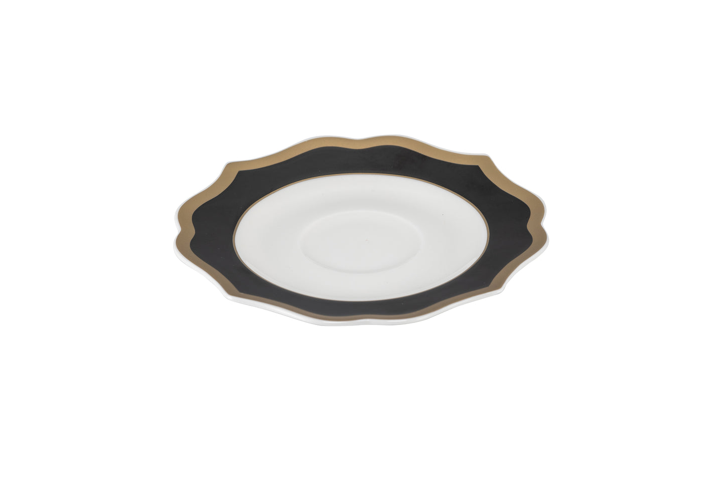 Black coffee cup saucer with gold rims - New bone china Ø13 h 1 cm