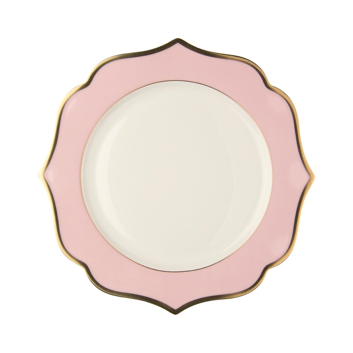 Pink dinner plate with gold rims - New bone china Ø 28 cm