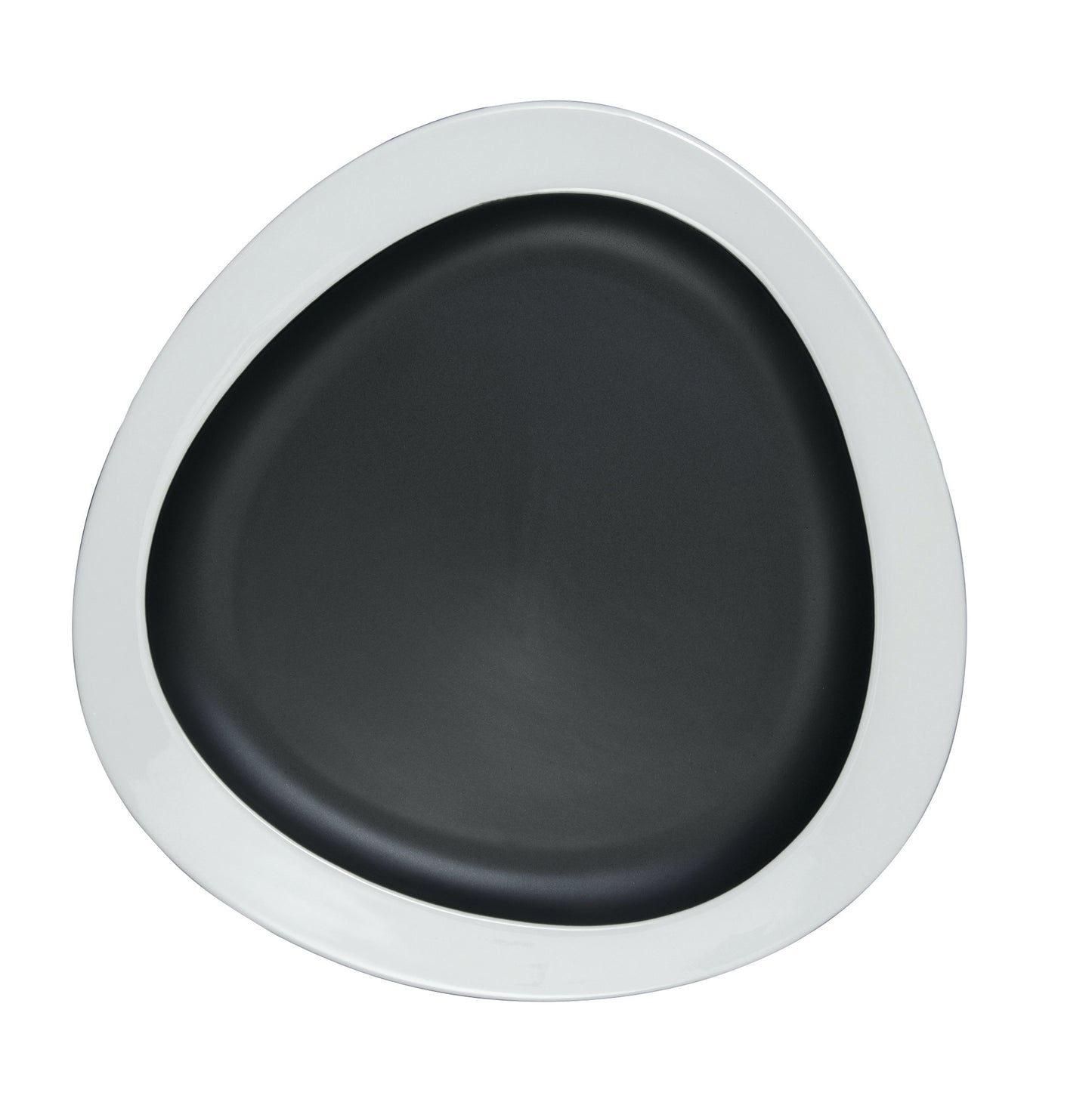 Matt black charger plate with white wide rim Ø 32 h 2,5 cm