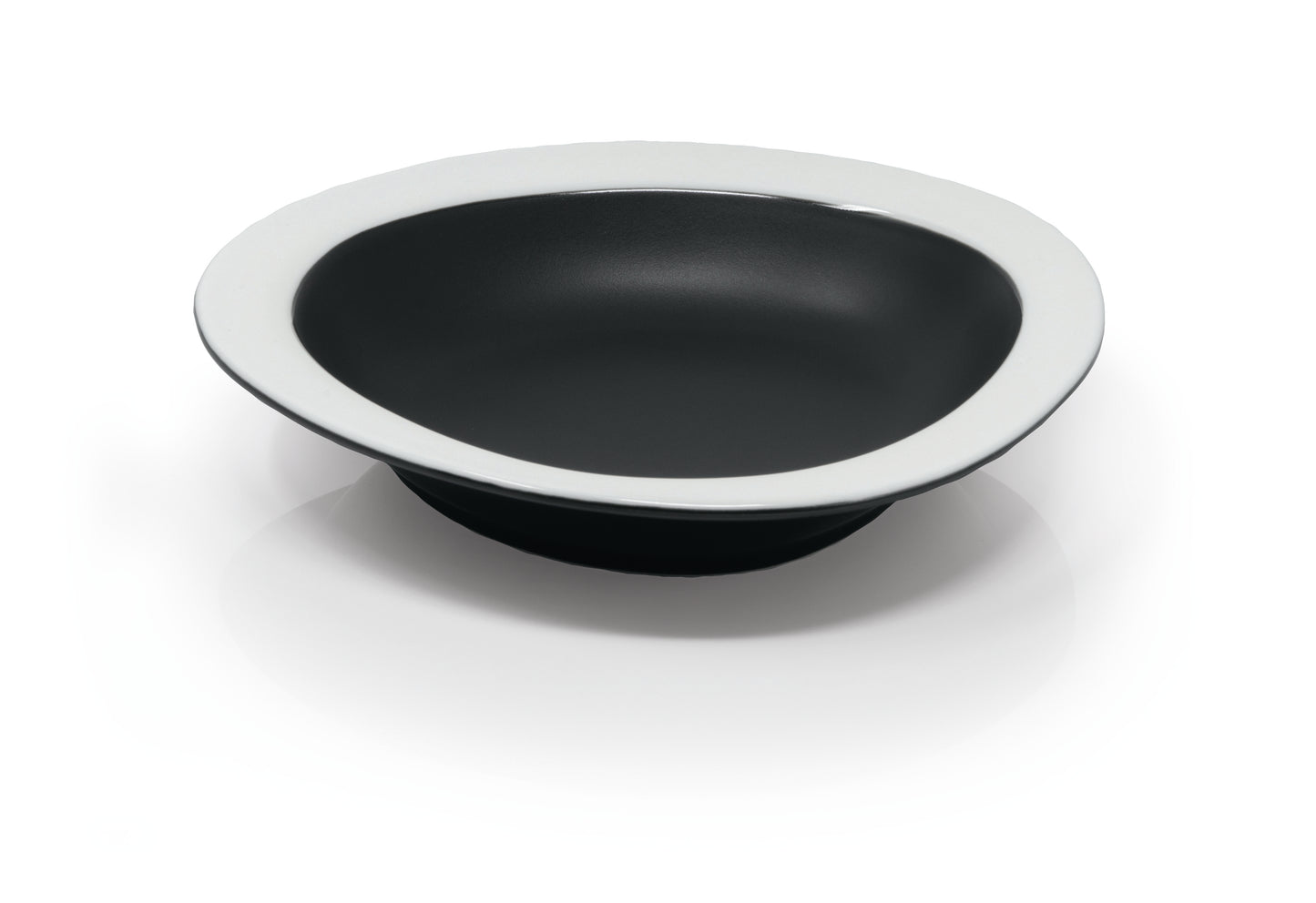 Matt black angular bowl with white wide rim Ø18 h 3 cm