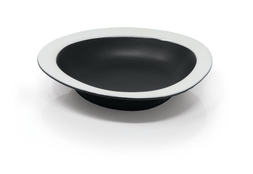Matt black angular bowl with white wide rim Ø18 h 3 cm