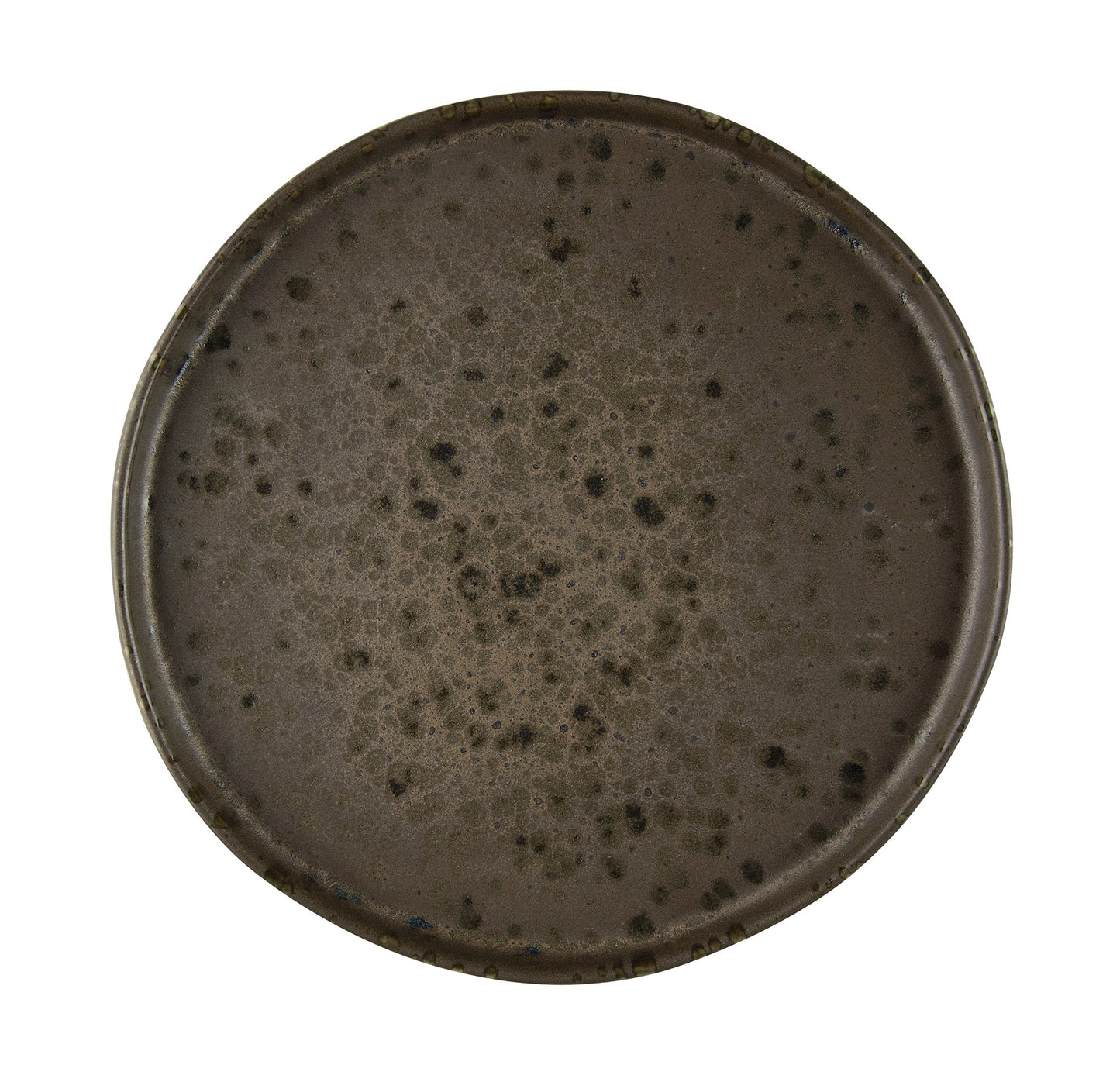 Brown dessert plate with rusty reactive dots 20.5cm