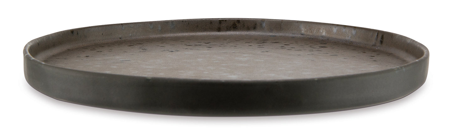 Brown dinner plate with rusty reactive dots 26.5cm