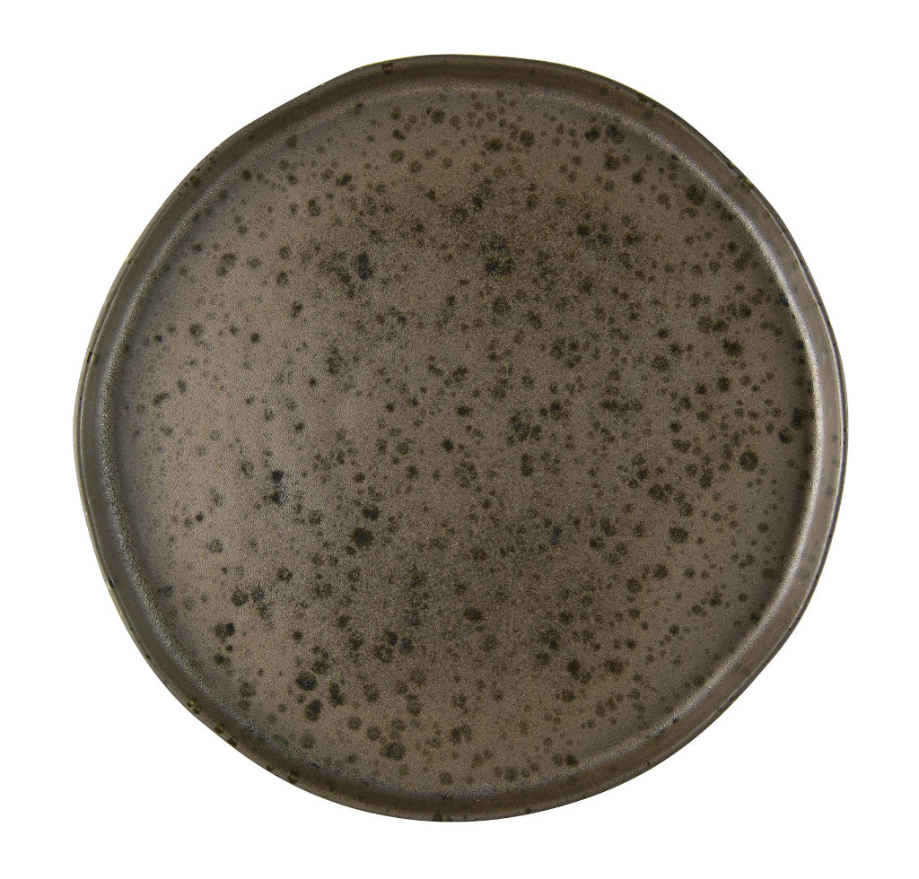 Brown charger plate with rusty reactive dots 31cm