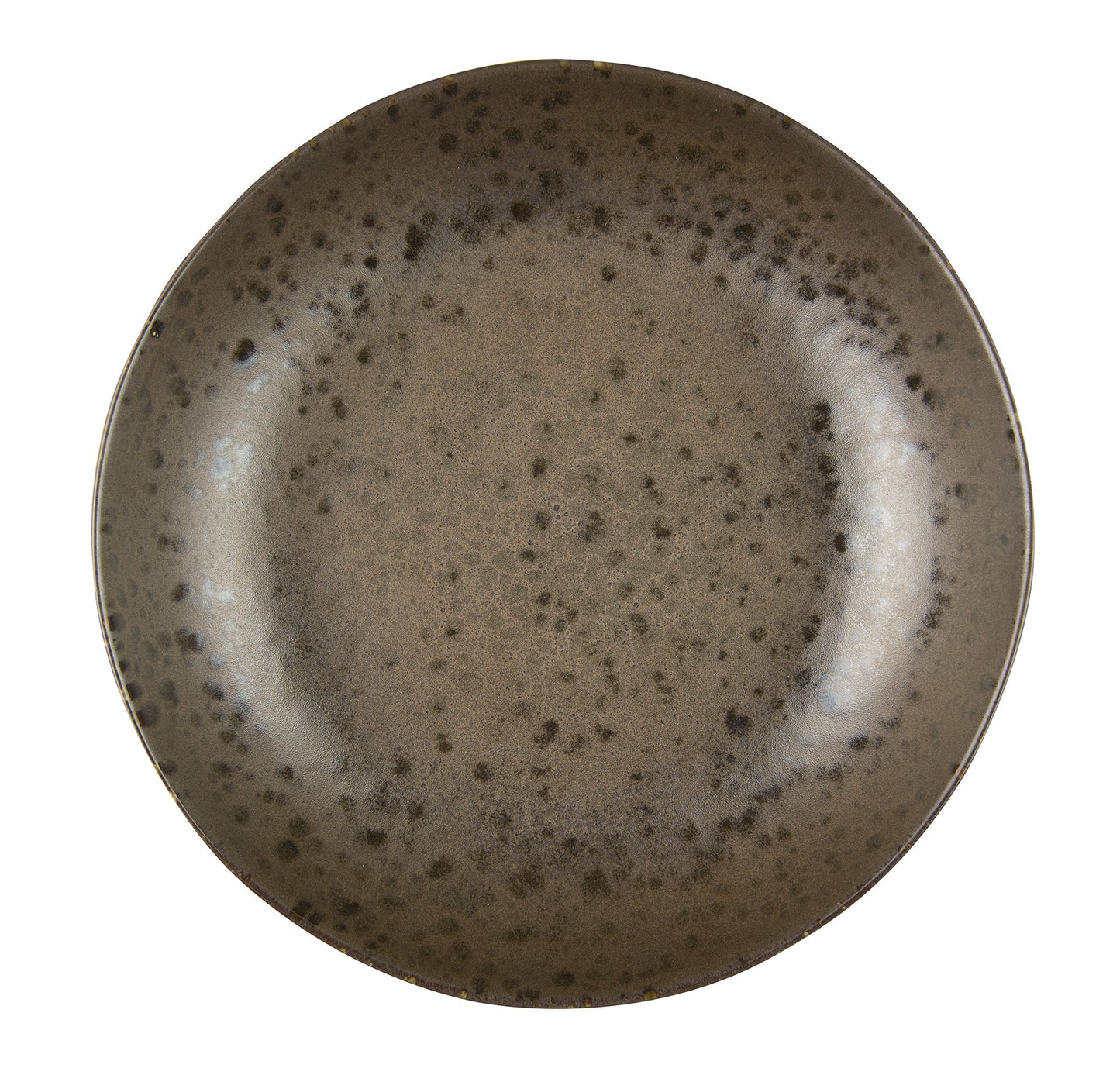 Brown bowl with rusty reactive dots 28cm