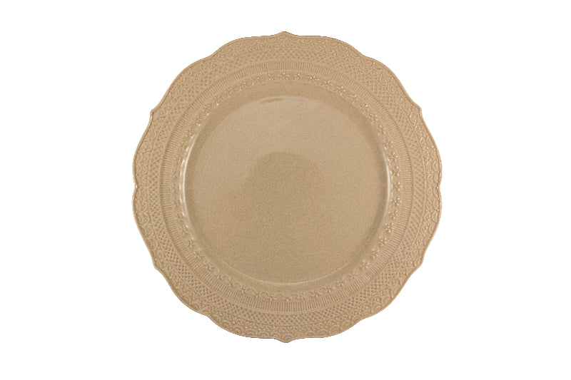 Beige dinner plate with embossed decor Ø 28 cm