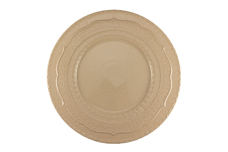 Beige dessert plate with embossed decor Ø 22,5 cm