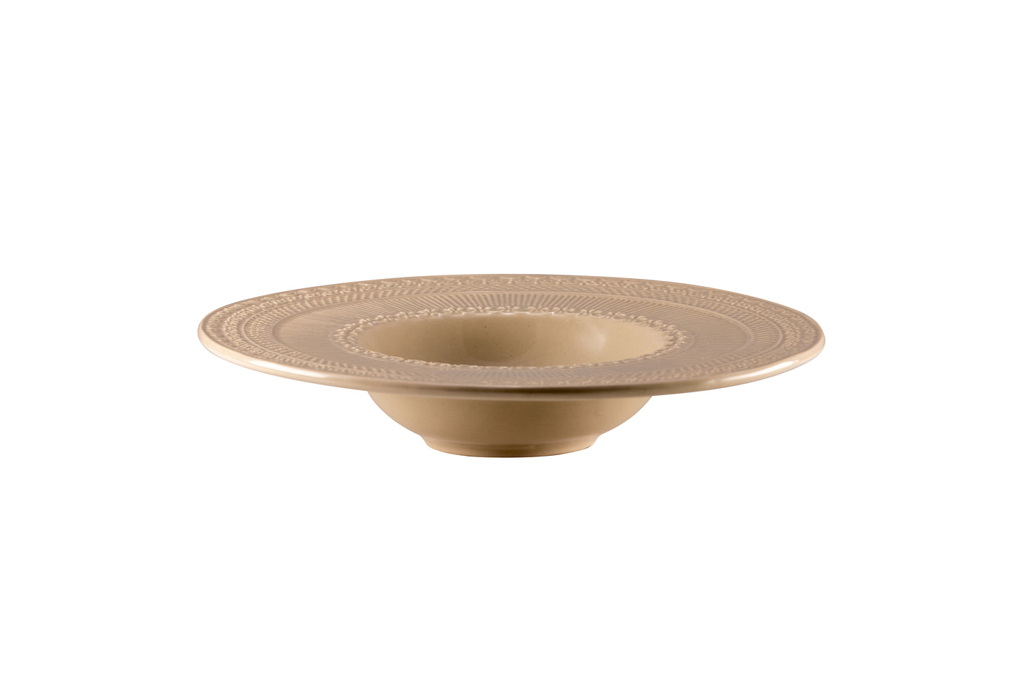 Beige Pasta bowl with embossed decor Ø 23 cm