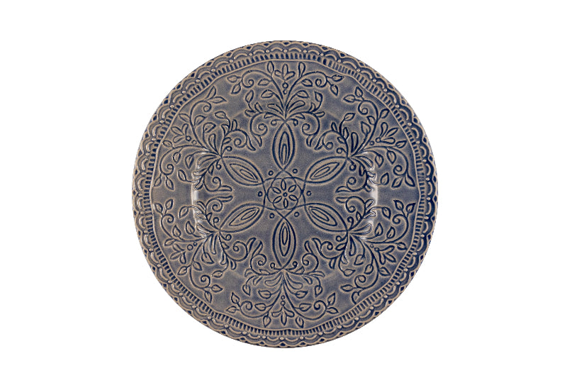 Denim dessert plate with embossed decor Ø 22 cm