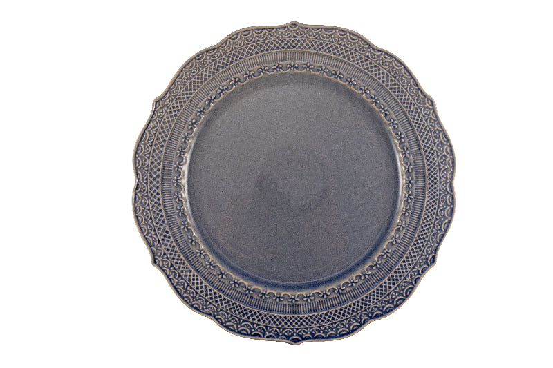 Denim dinner plate with embossed decor Ø 28 cm