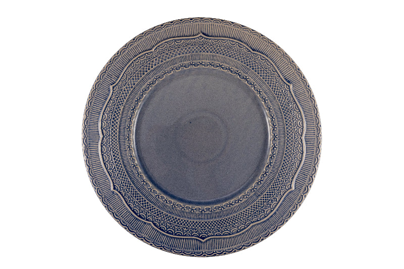 Denim charger plate with embossed decor Ø 33 cm