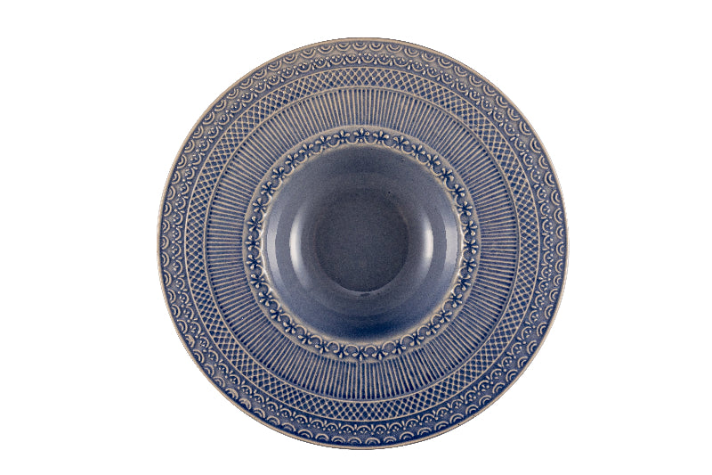 Denim pasta bowl with embossed decor Ø 27 cm