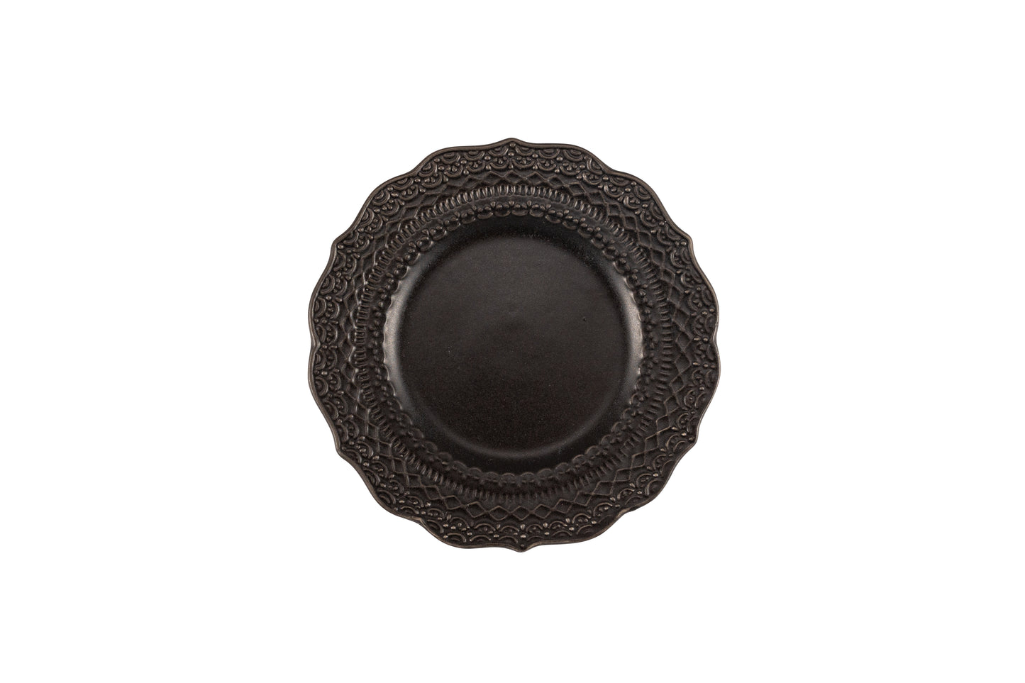 Black bread plate with embossed decor Ø 15 cm