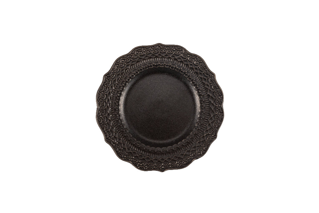 Black bread plate with embossed decor Ø 15 cm