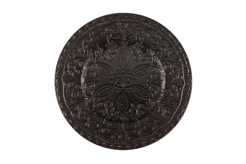 Black dessert plate with embossed decor Ø 22 cm