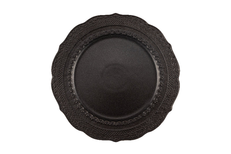 Black dinner plate with embossed decor Ø 28 cm