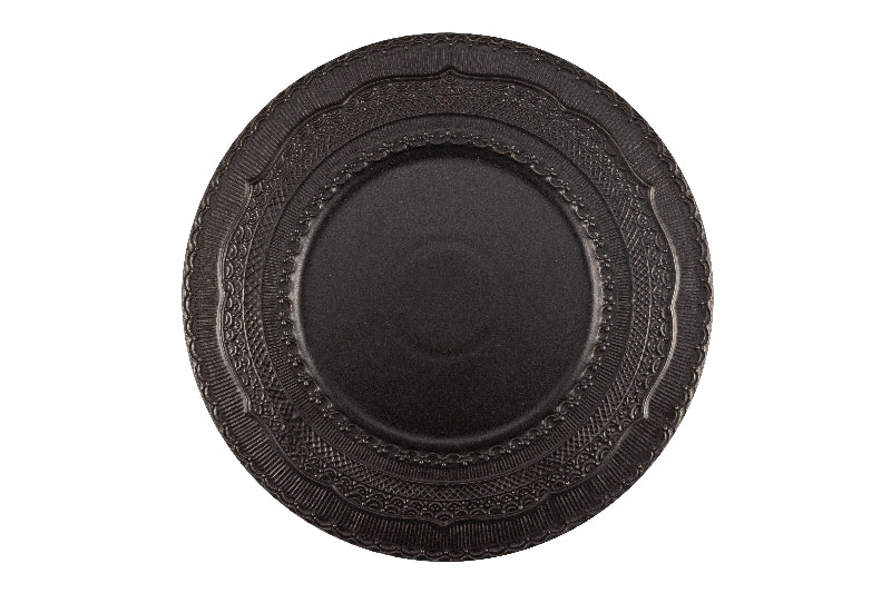 Black charger plate with embossed decor Ø 33 cm