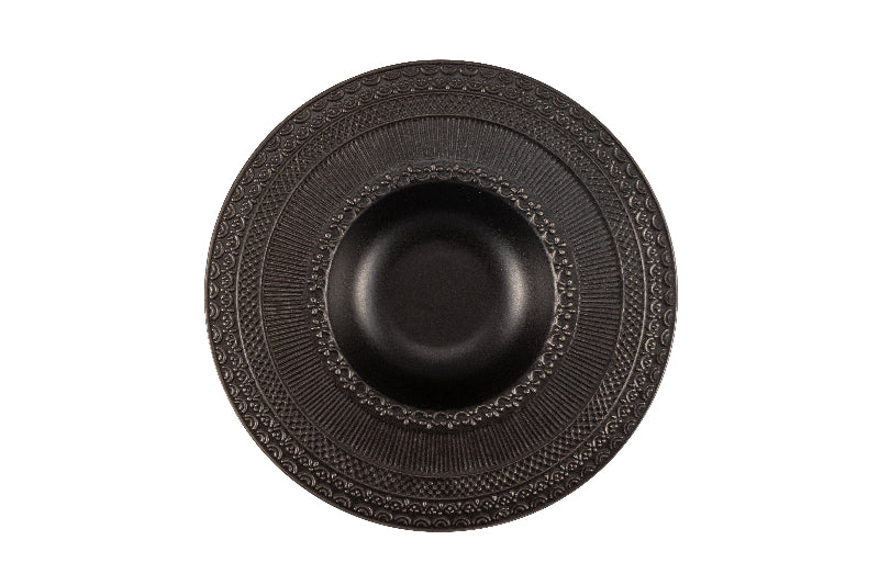 Black Pasta bowl with embossed decor Ø 27 cm