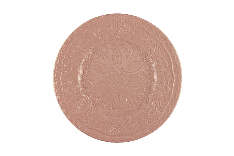 Pink dessert plate with embossed decor Ø 22 cm