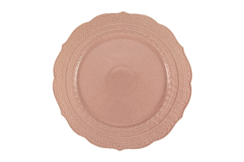 Pink dinner plate with embossed decor Ø 28 cm