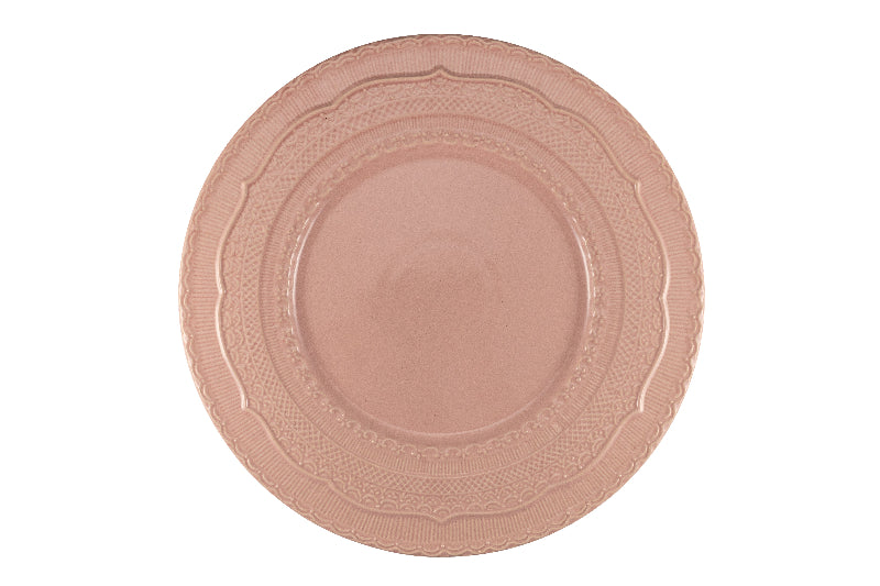 Pink charger plate with embossed decor Ø 33 cm