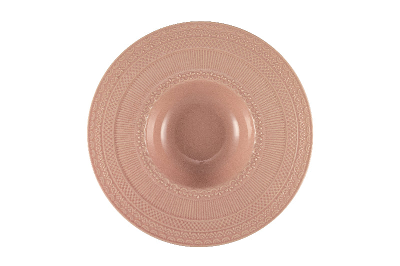 Pink pasta bowl with embossed decor Ø 27 cm