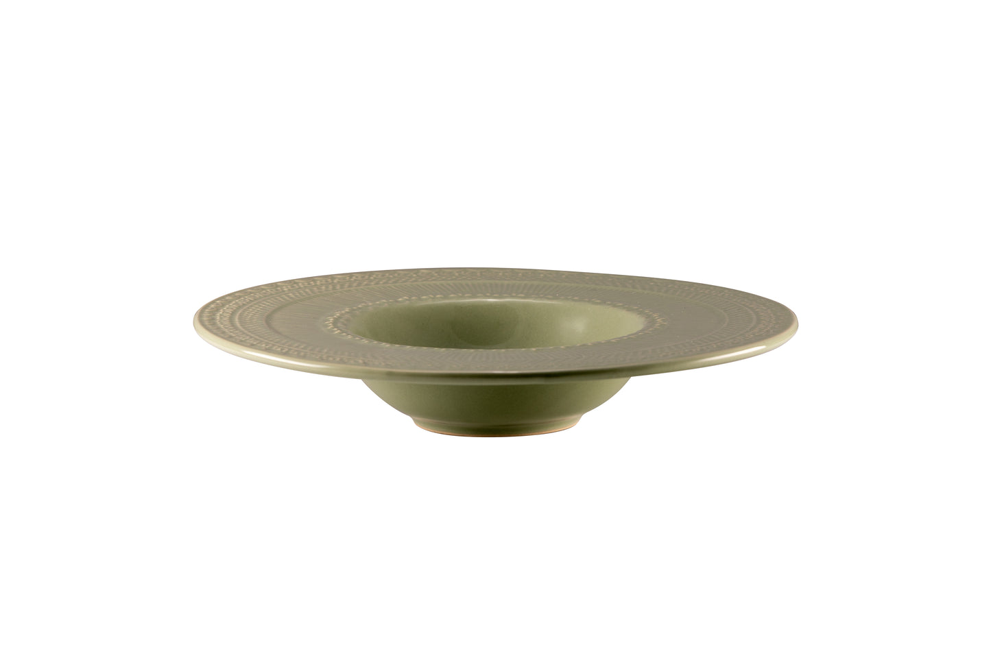Sage green pasta bowl with embossed decor Ø 23 cm