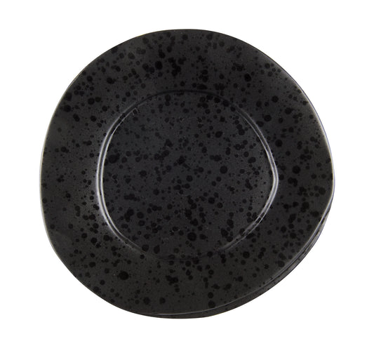 Black dessert plate with black reactive dots Ø 23 cm