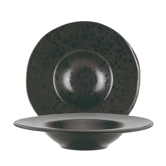 Black pasta bowl with black reactive dots Ø 23 cm