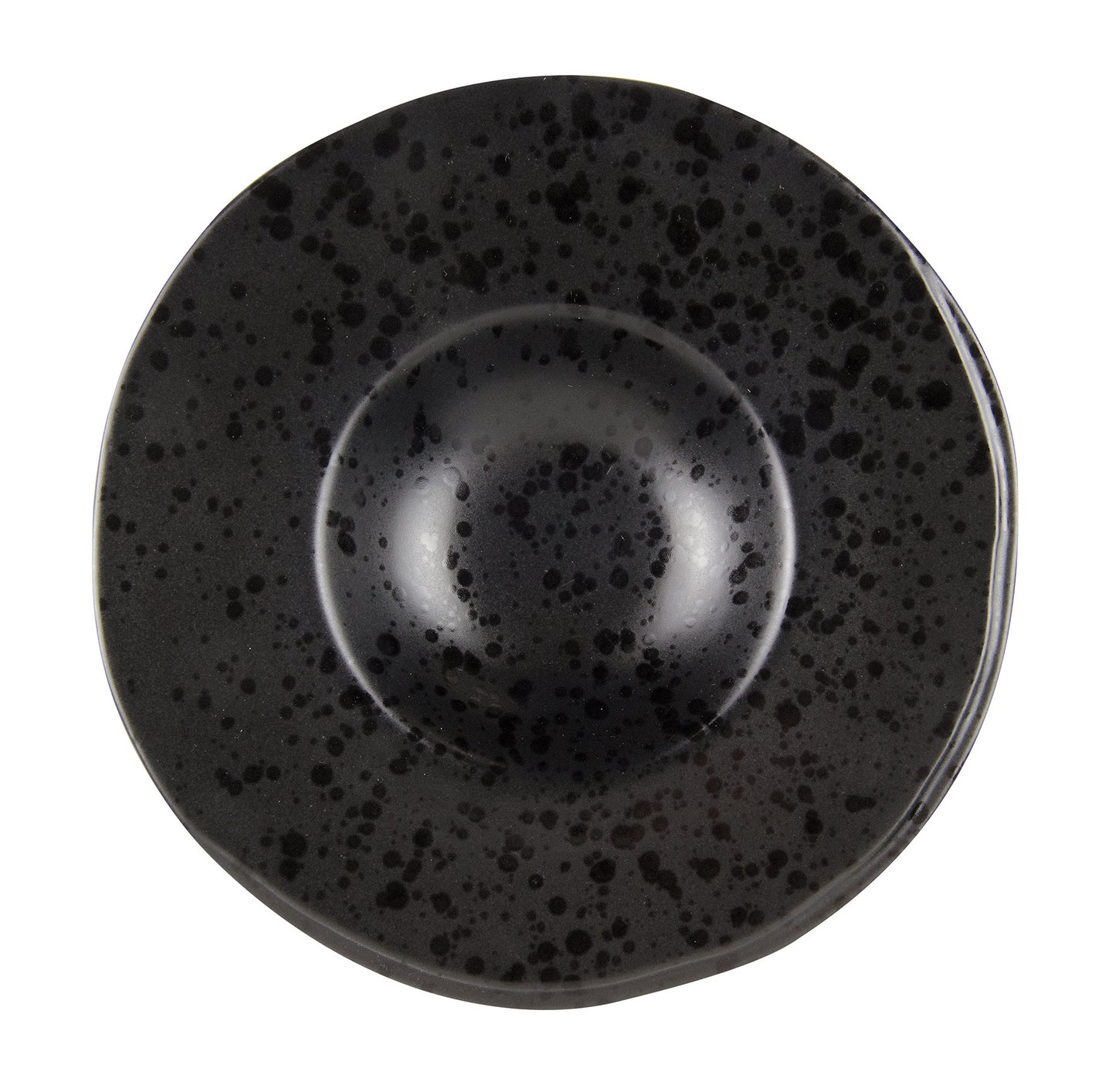 Black pasta bowl with black reactive dots Ø 23 cm
