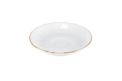 White coffee cup saucer with gold rim  Ø13 h 2 cm