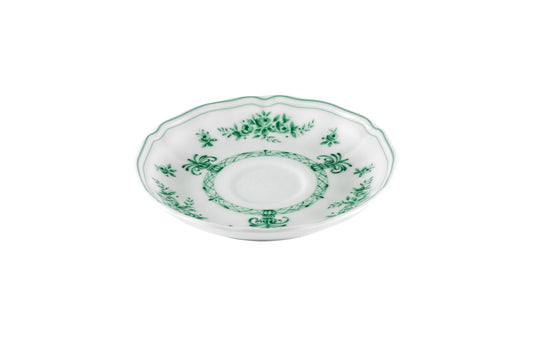White and green coffee cup saucer Ø13 h 2 cm