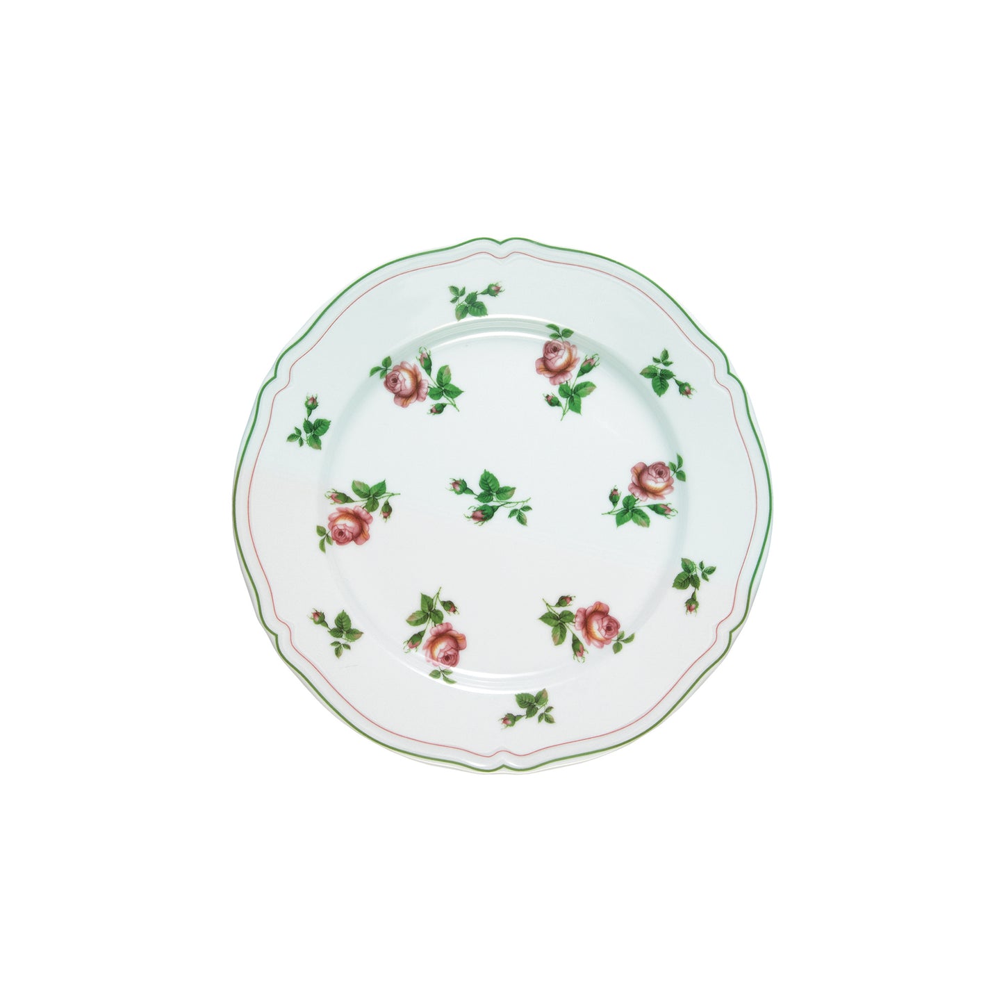 White bread plate with green rim Ø17,5 cm