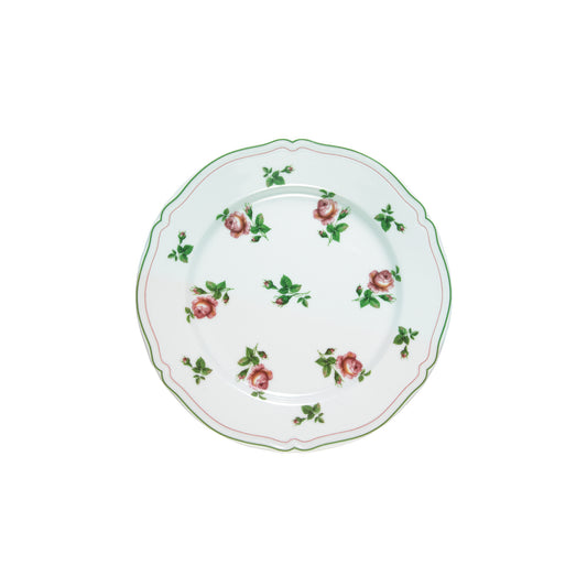 White bread plate with green rim Ø17,5 cm