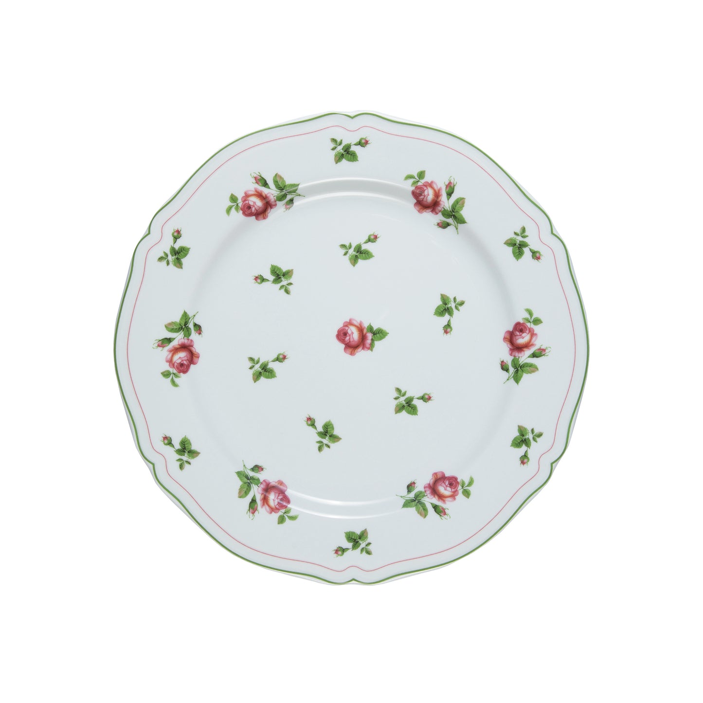 White dinner plate with green rim  Ø 26,5 cm