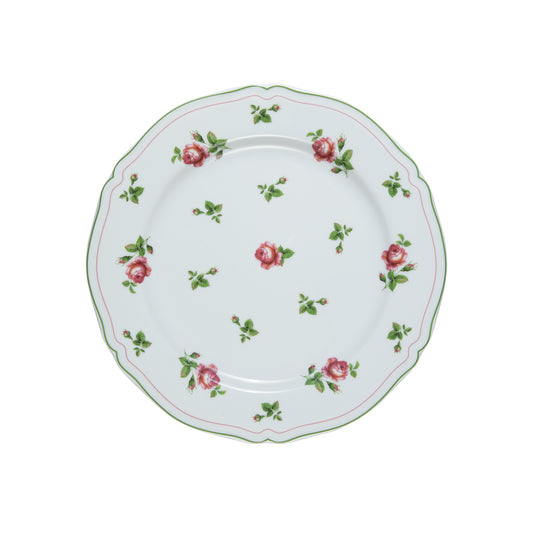 White dinner plate with green rim  Ø 26,5 cm