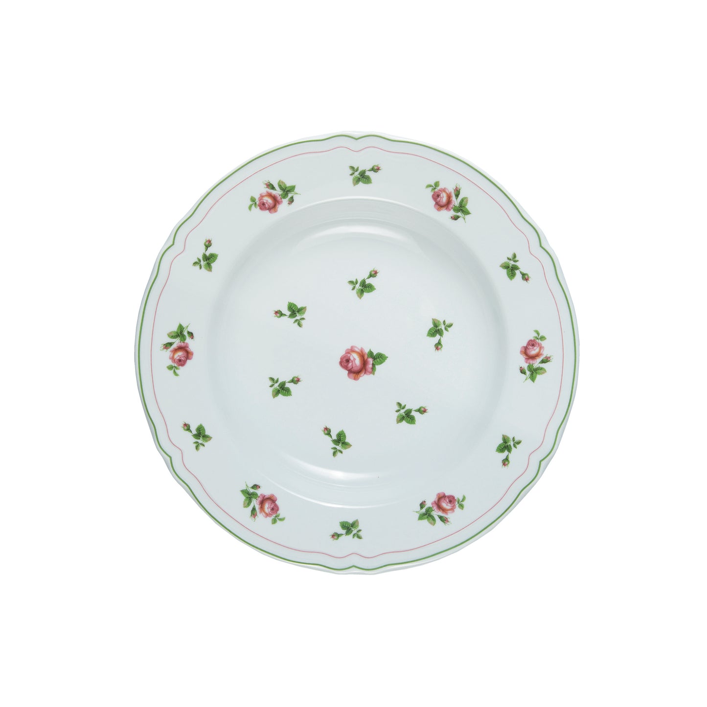 White deep plate with green rim Ø 23,5 cm
