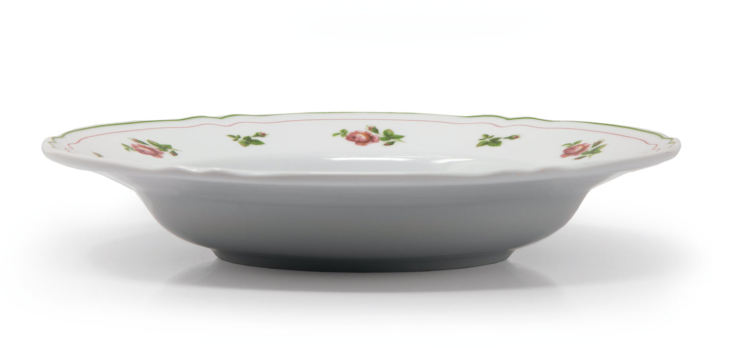 White deep plate with green rim Ø 23,5 cm